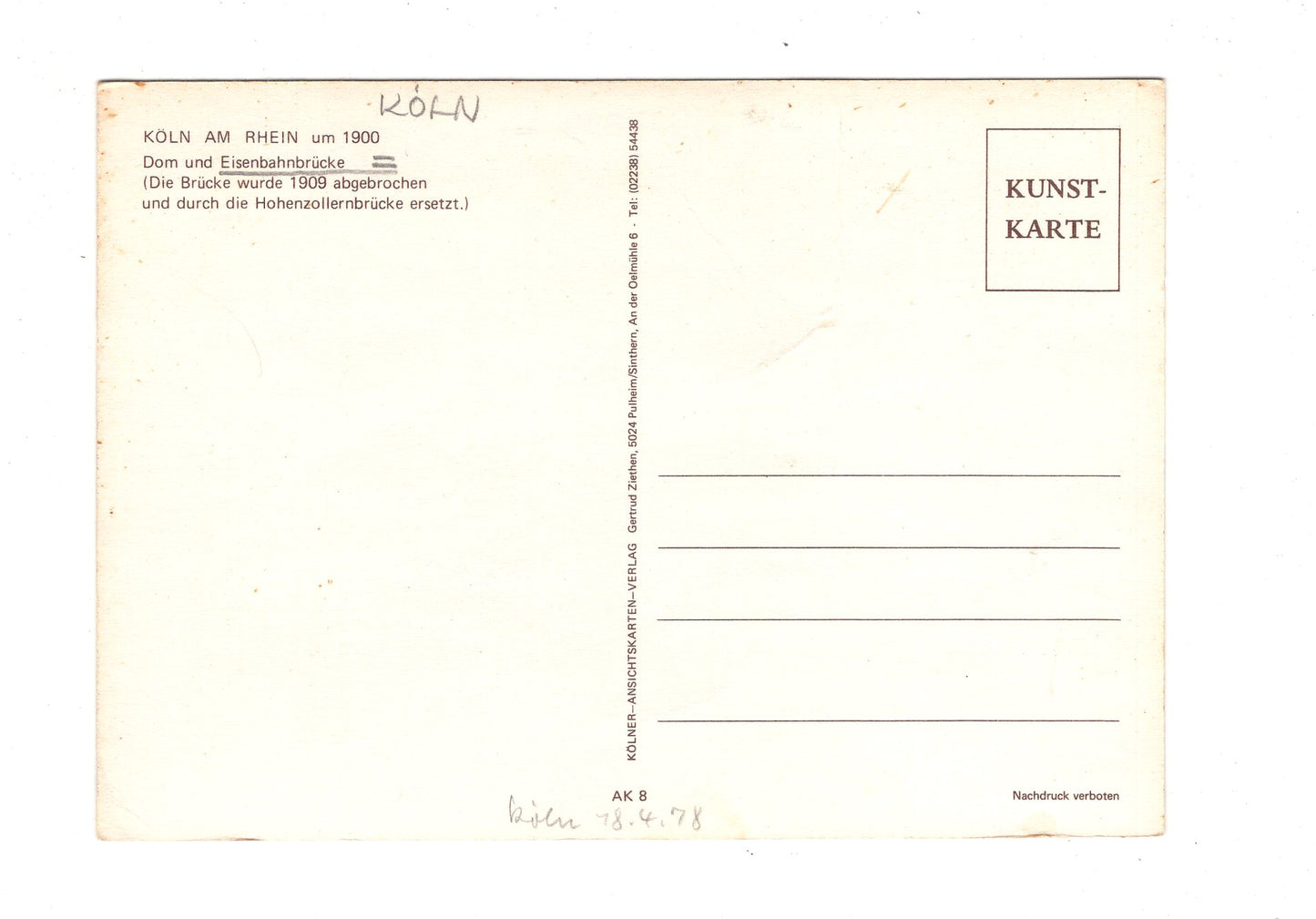 Ansichtskarte Köln am Rhein / Köln um 1900 / Dom und Eisenbahnbrücke / G1-58