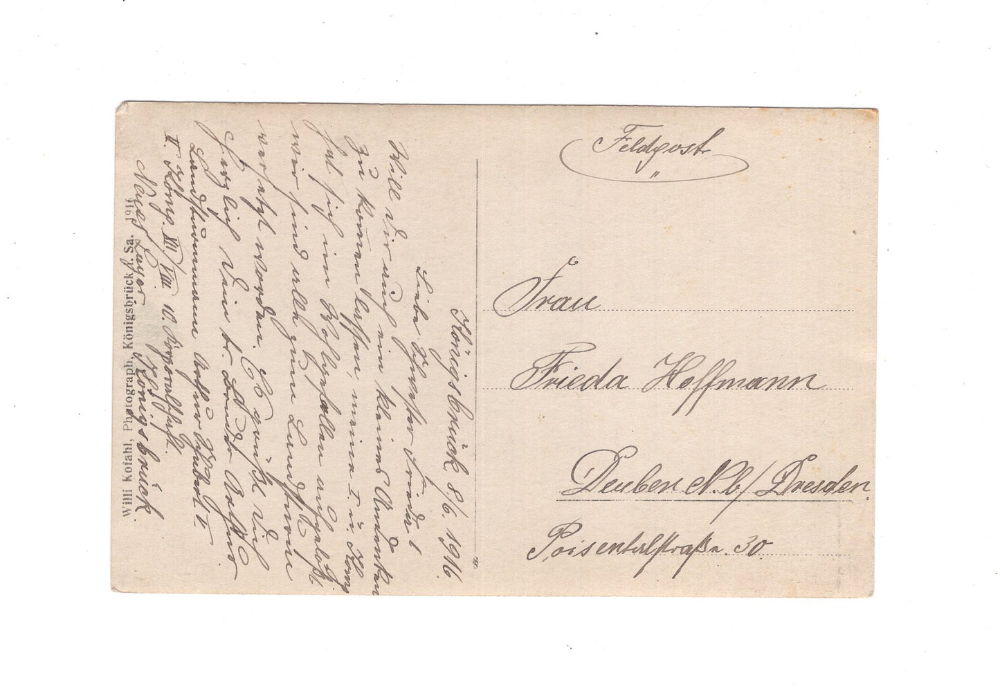 Ansichtskarte / Feldpost Gruppenbild Soldaten - Königsbrück 1916