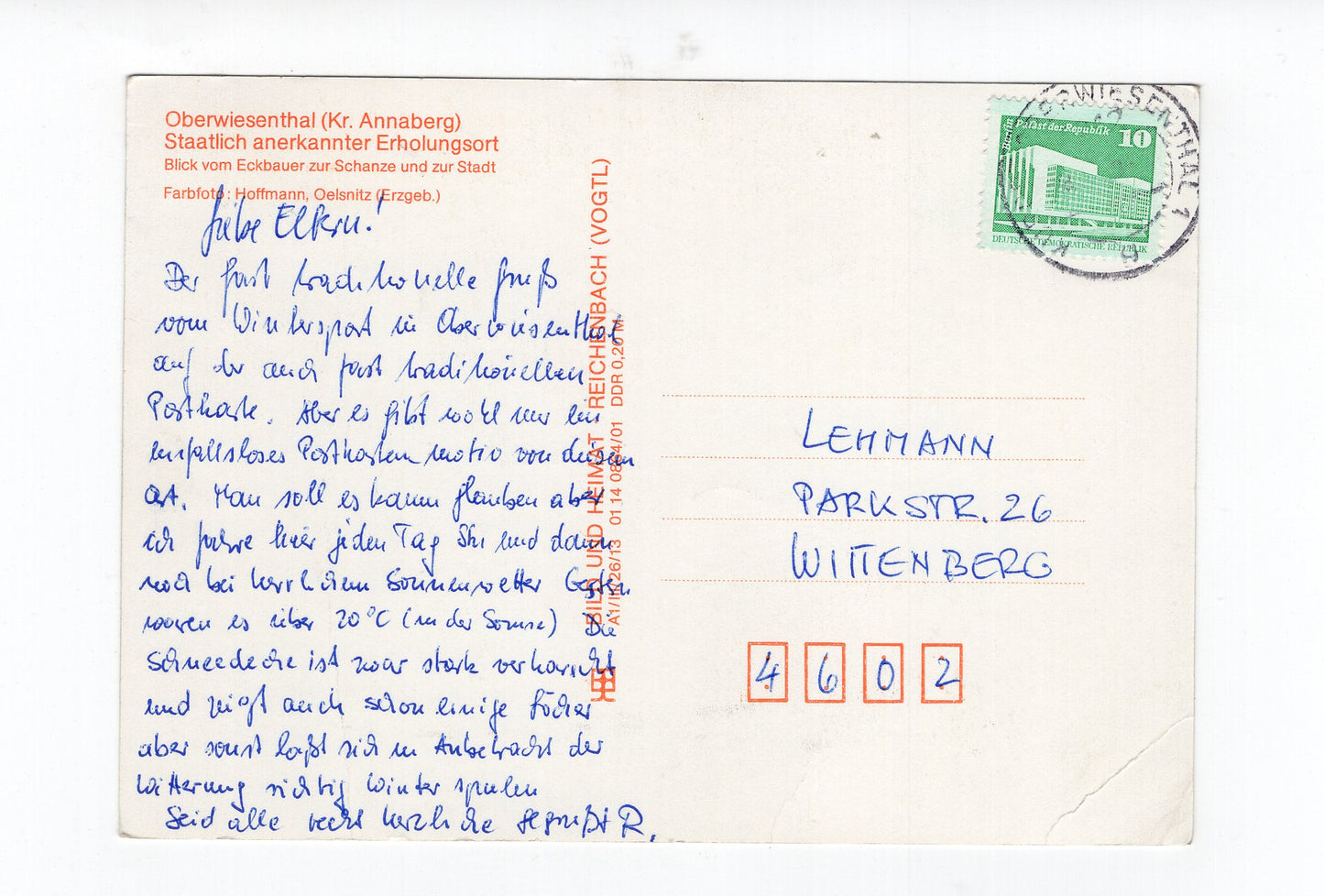 Ansichtskarte Oberwiesenthal / Kreis Annaberg