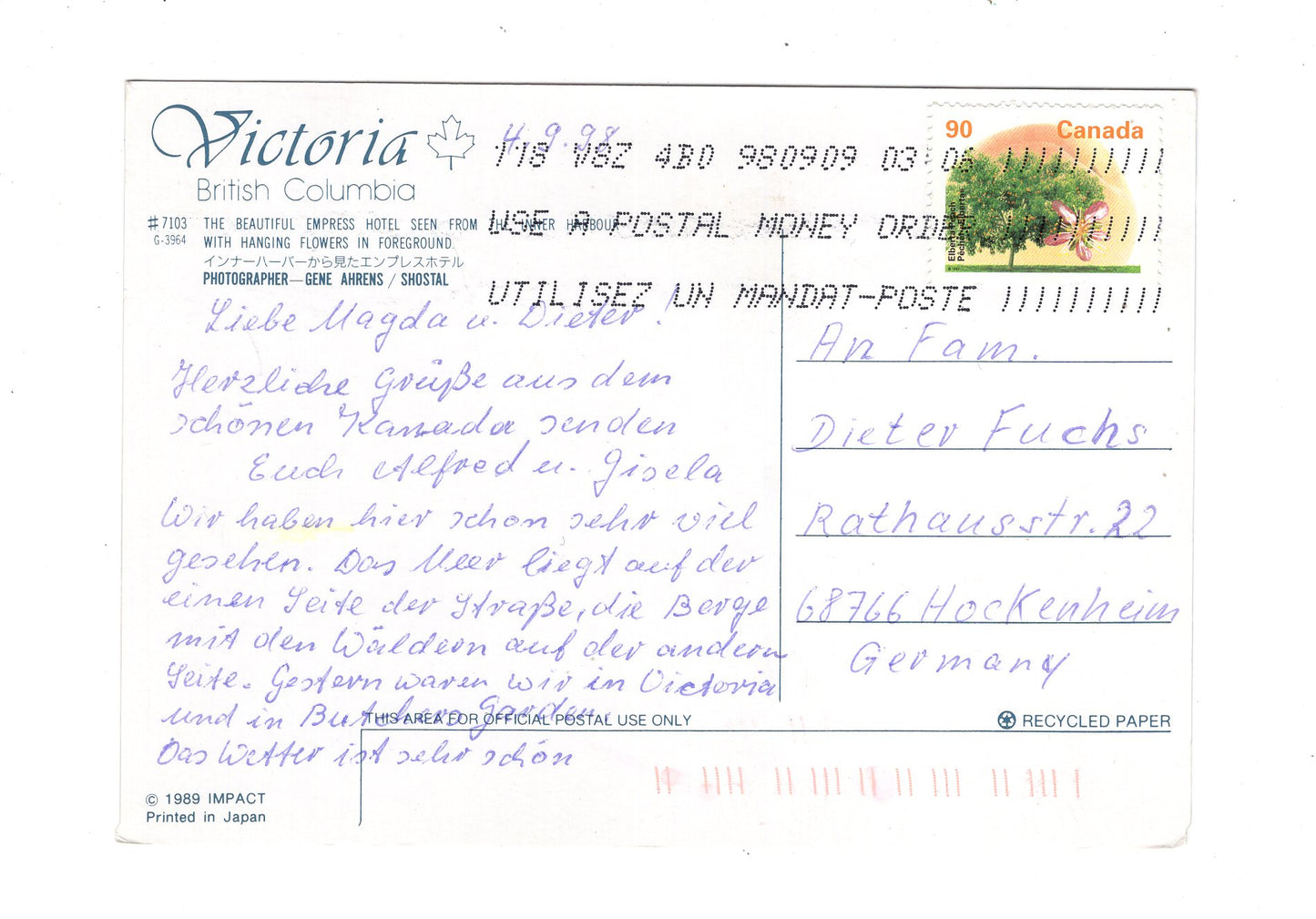 Ansichtskarte Victoria / British Columbia / Kanada