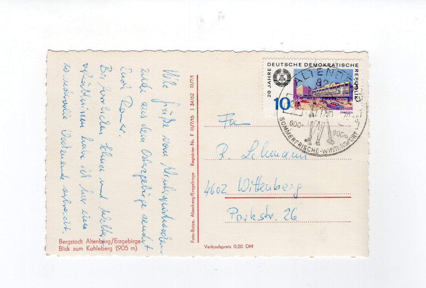 Ansichtskarte Altenberg / Erzgebirge / Blick zum Kahleberg