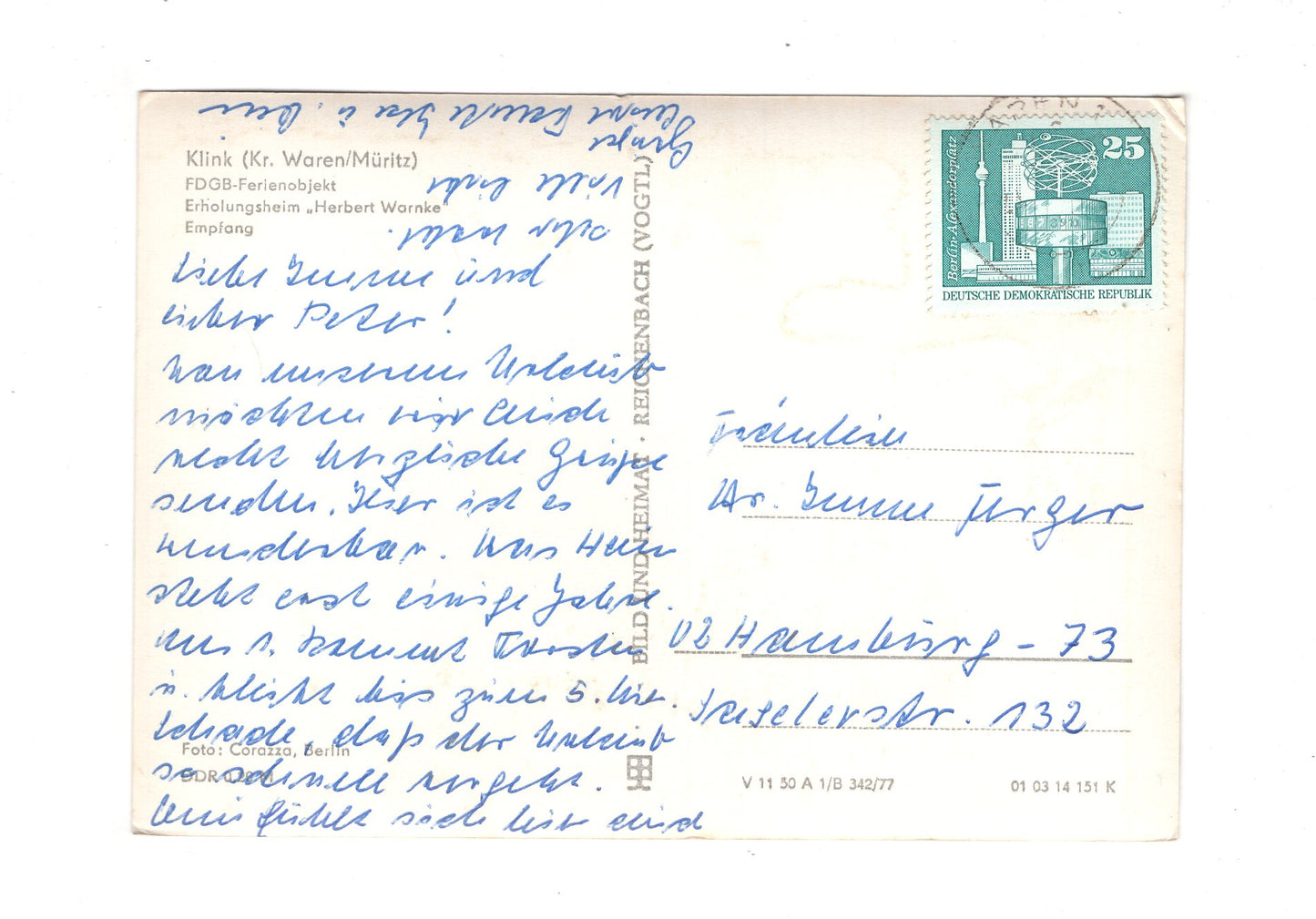 Ansichtskarte Klink / Kr. Waren / Müritz / Erholungsheim Herbert Warnke