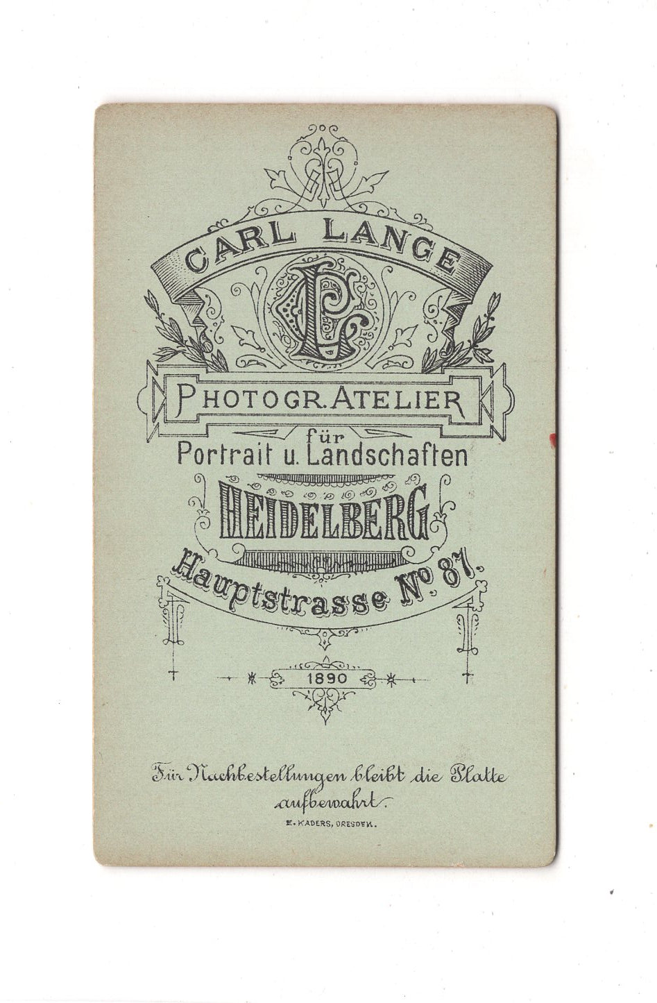 Fotografie Herrenportrait - Heidelberg 1890 / CDV C1-21