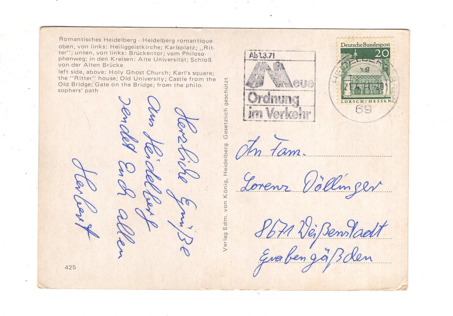 Ansichtskarte Romantisches Heidelberg / I1-68