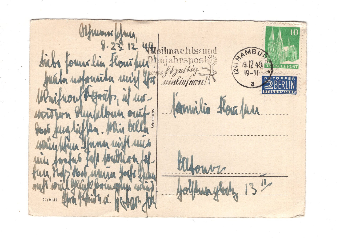 Ansichtskarte Feiertage / Frohe Weihnachten / K1-61