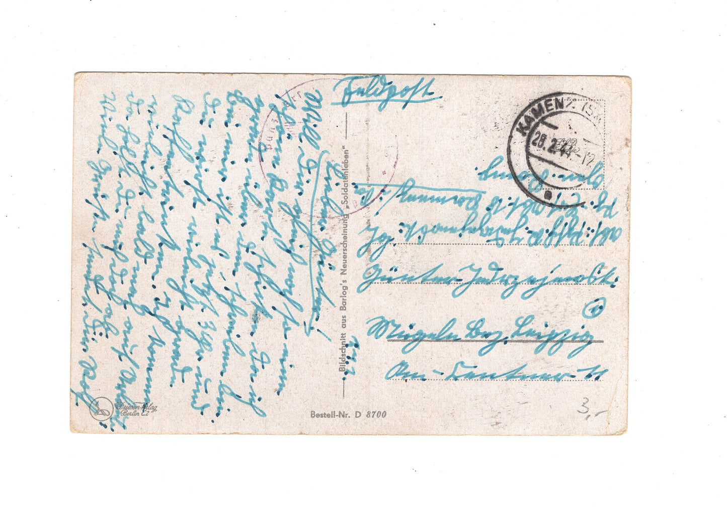 Ansichtskarte / Feldpost / Patriotische Karte - Kamenz 1944