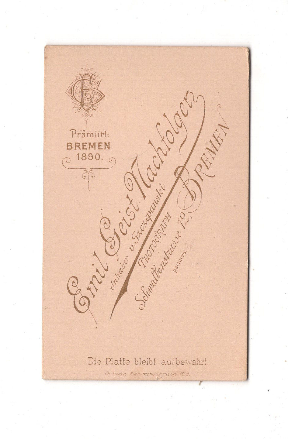 Fotografie Feiner Junge - Bremen um 1890 / CDV M1-26