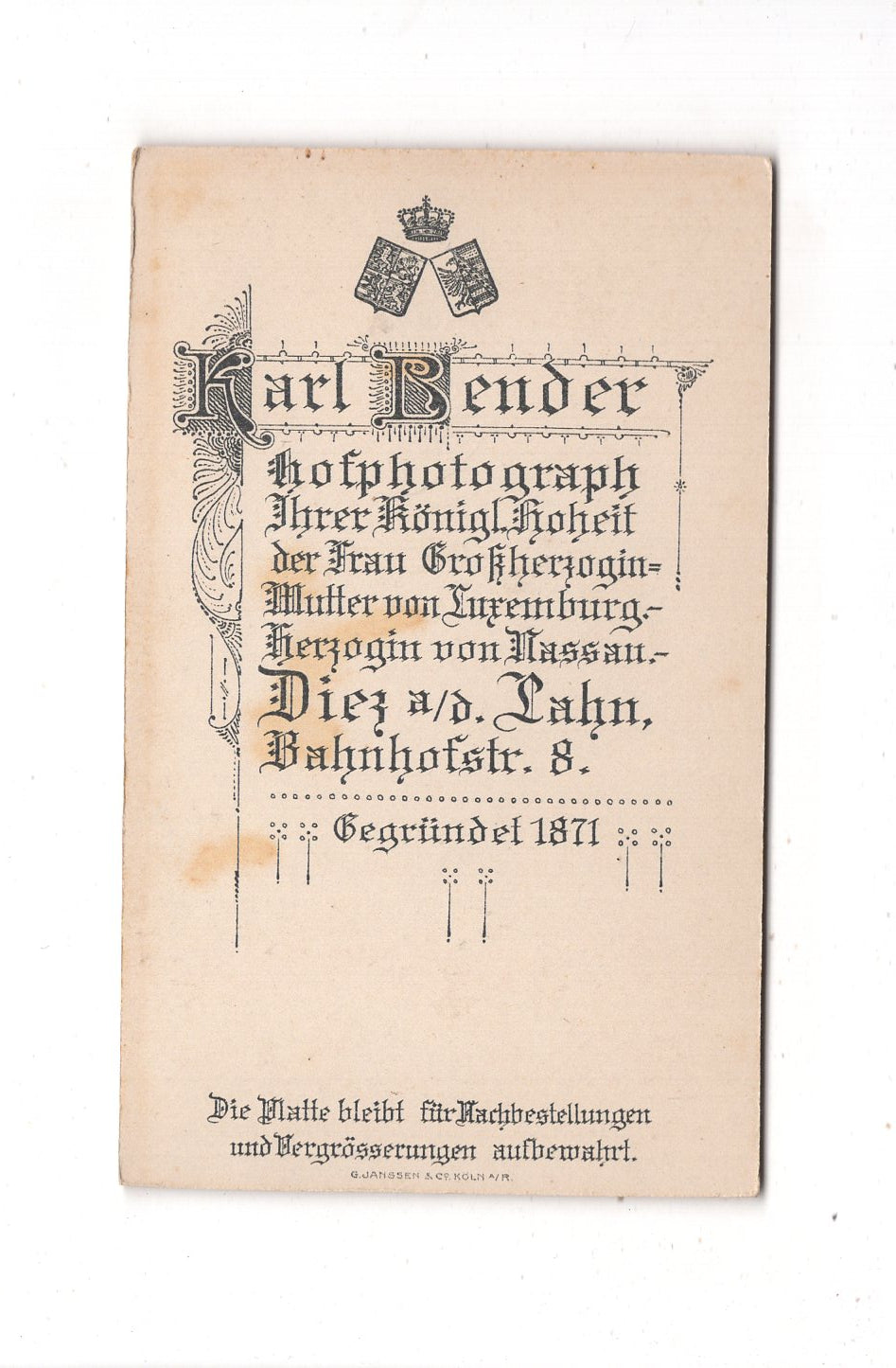 Fotografie Feiner Junge - Diez an der Lahn um 1910 / CDV M1-26