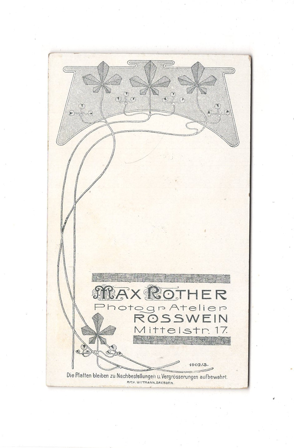 Fotografie Herrenportrait - Roßwein 1902-03 / CDV C1-21