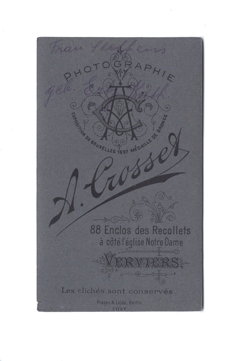 Fotografie Damenportrait / benannt - Verviers um 1900