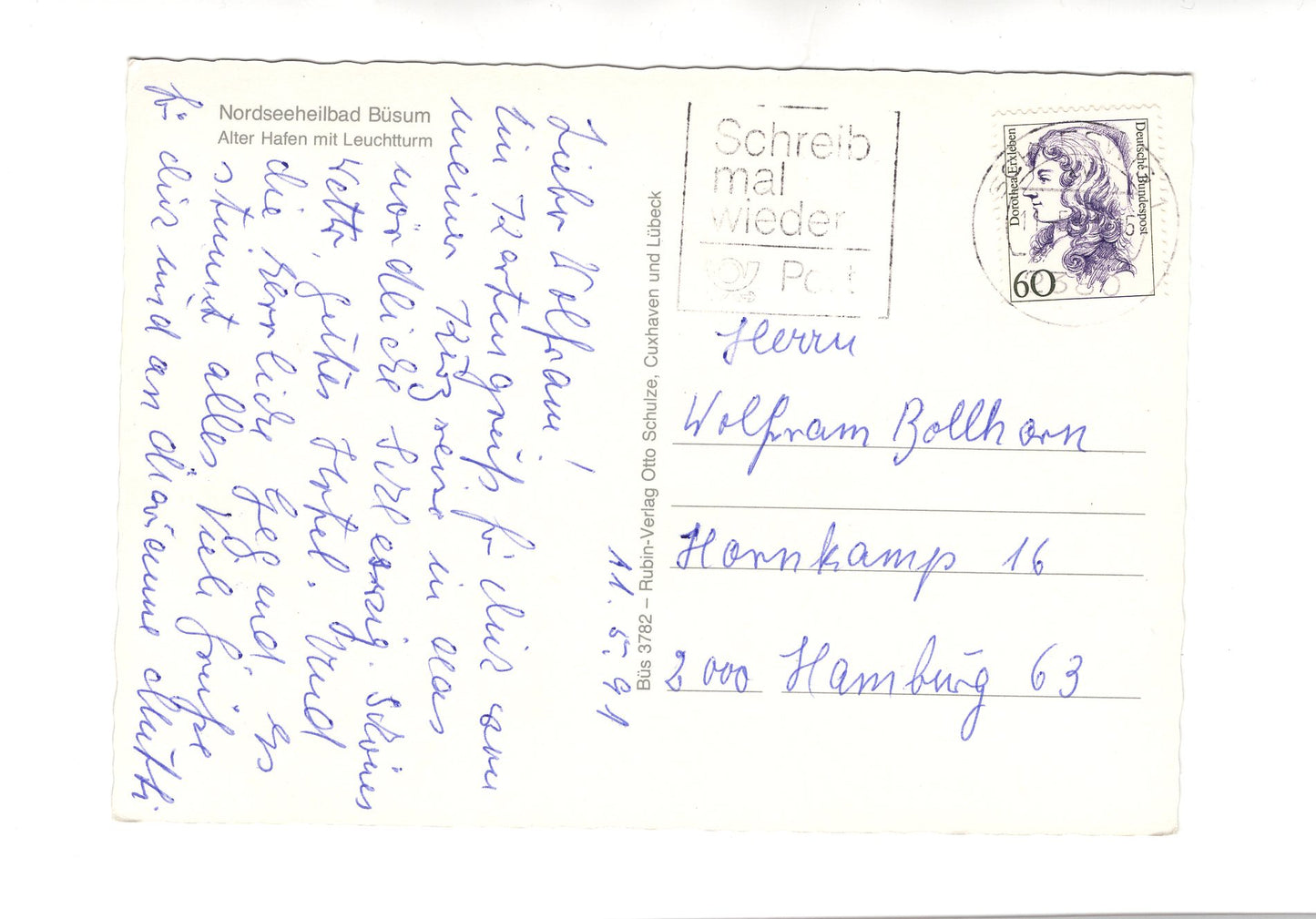 Ansichtskarte Nordseeheilbad Büsum / Alter Hafen mit Leuchtturm