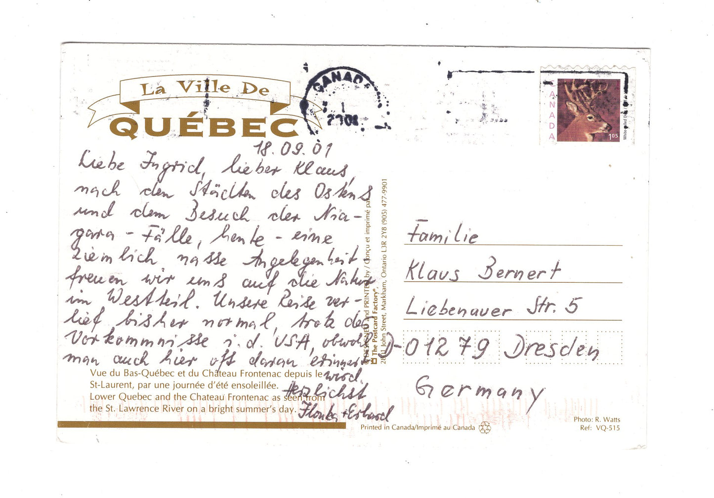 Ansichtskarte Quebec / Kanada