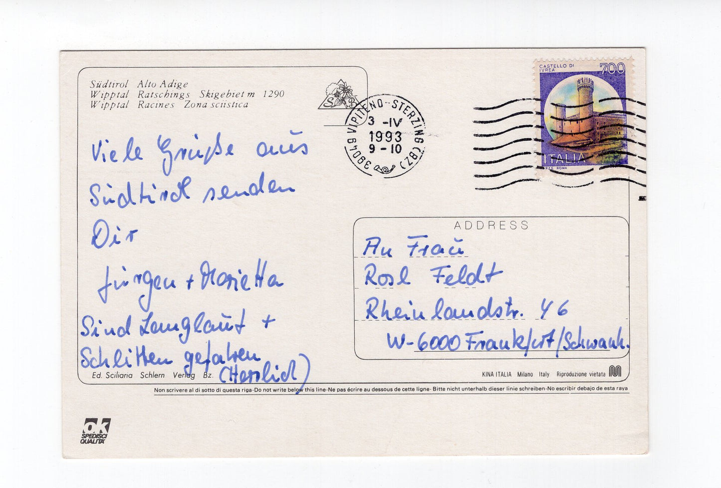 Ansichtskarte Ratschings / Südtirol / Italien