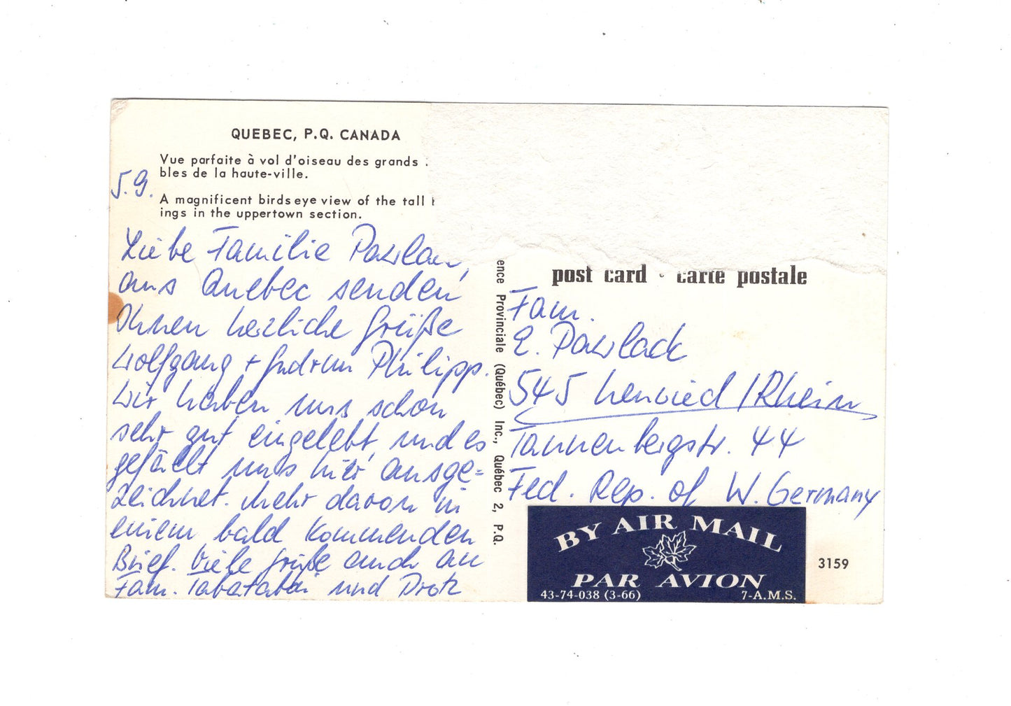 Ansichtskarte Quebec / Kanada