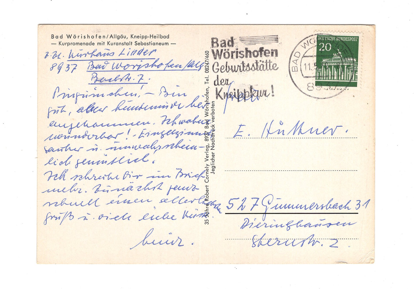 Ansichtskarte Bad Wörishofen / Allgäu / Kurpromenade mit Sebastianeum