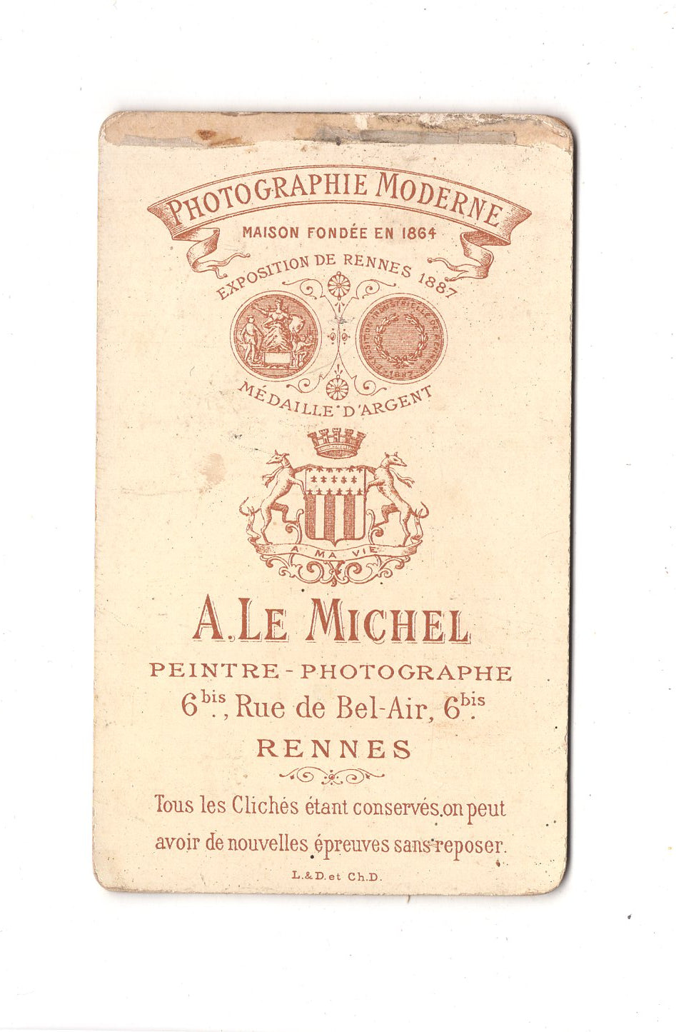 Fotografie Damenportrait - Rennes um 1890 / CDV C1-04
