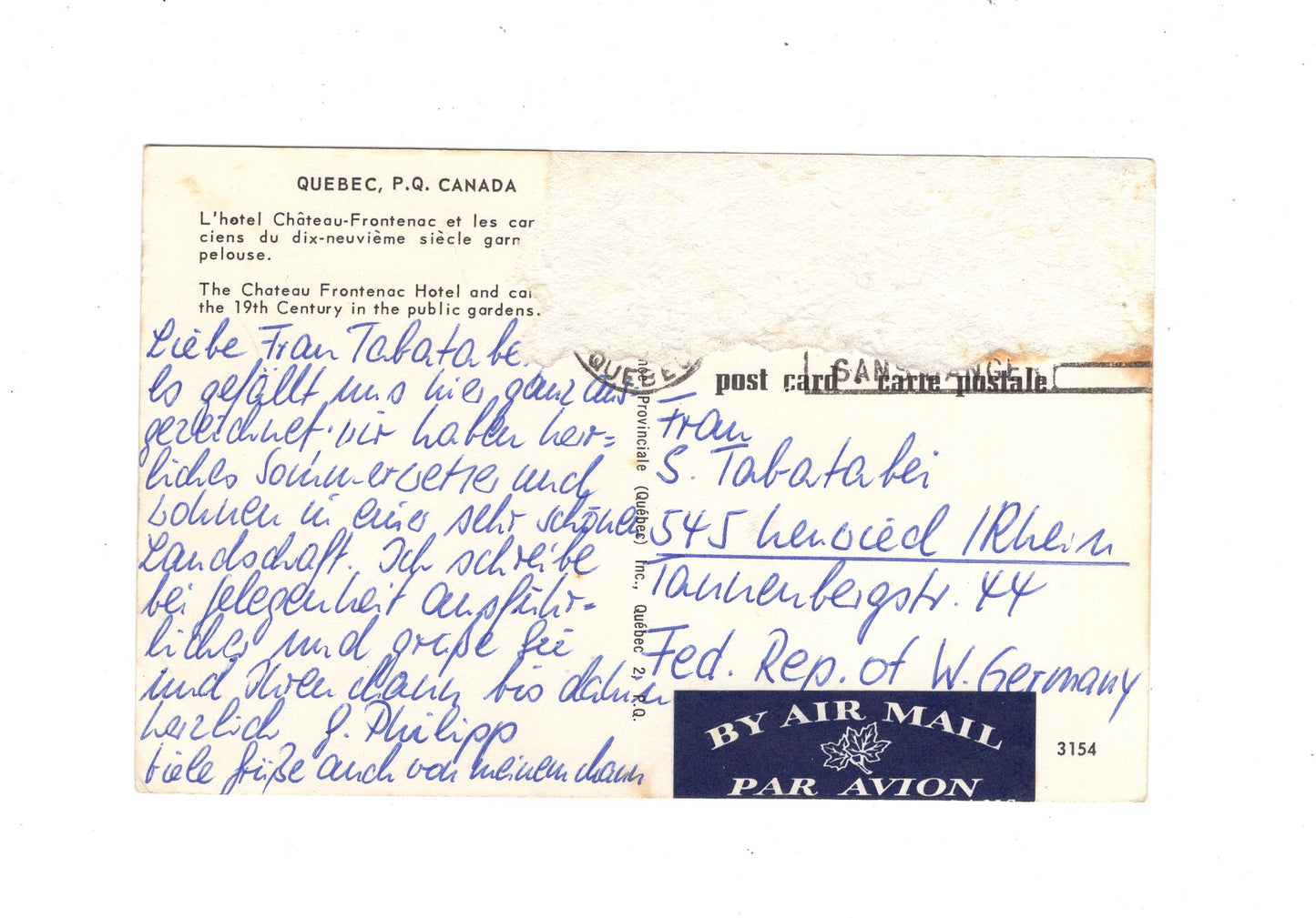 Ansichtskarte Chateau-Frontenac / Quebec / Kanada