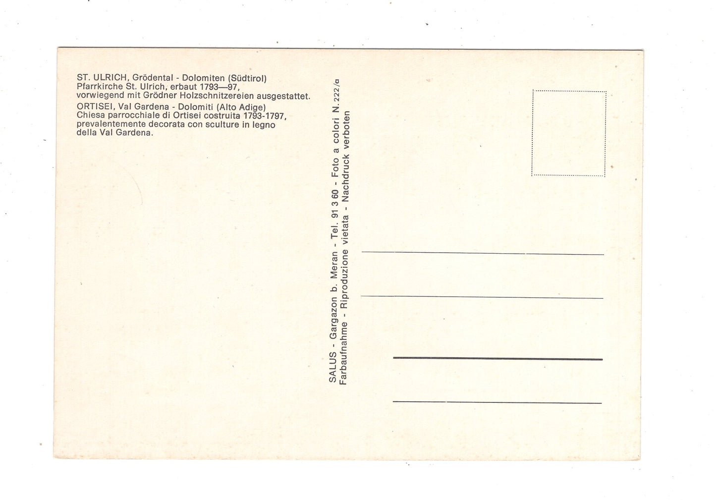 Ansichtskarte St. Ulrich / Grödental / Dolomiten / Italien