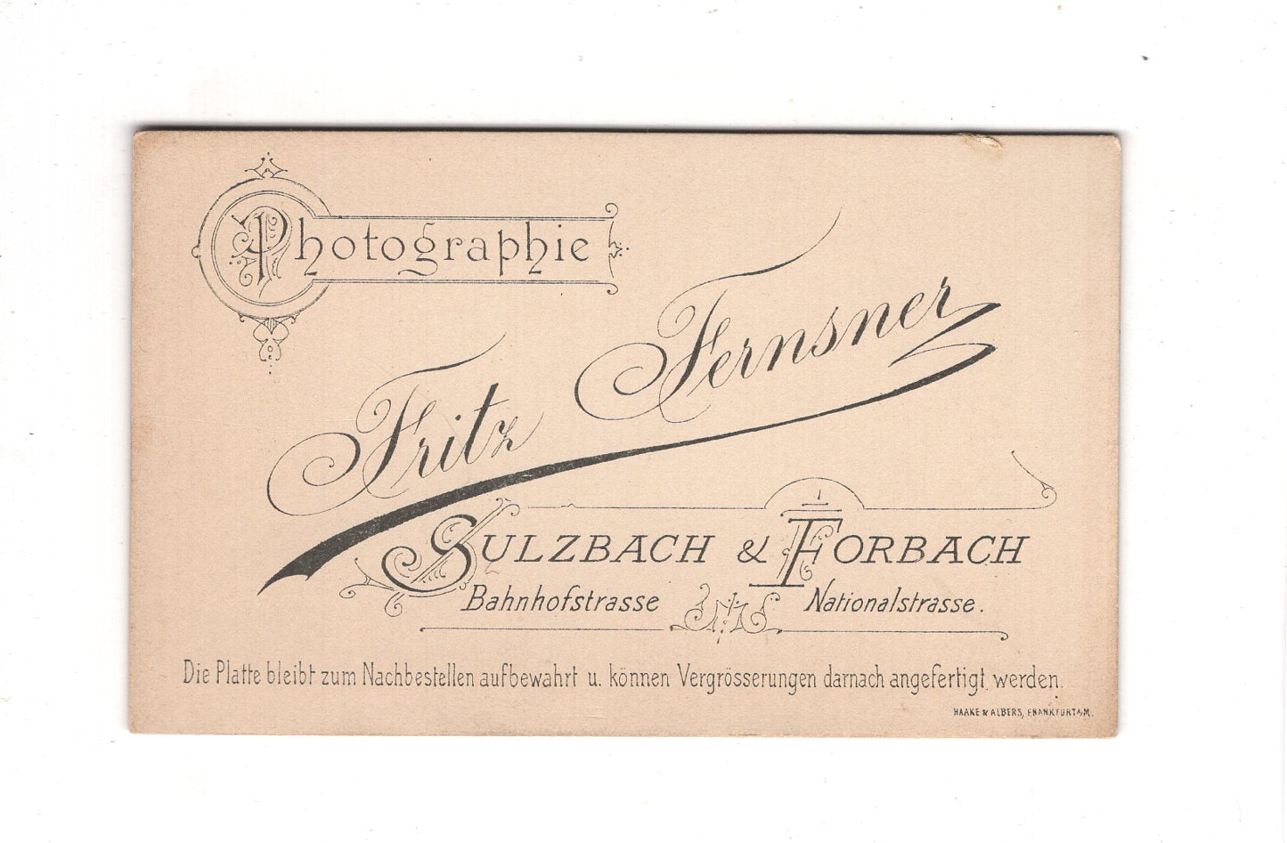 Fotografie Damenportrait - Sulzbach / Forbach 1880er / CDV C1-04