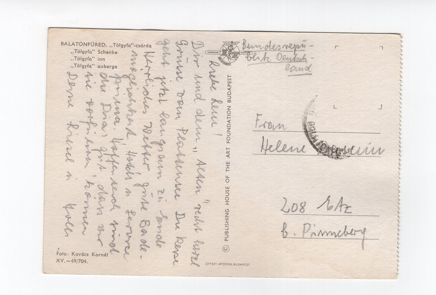 Ansichtskarte Balatonfüred / Tölgyfa Schänke / Ungarn