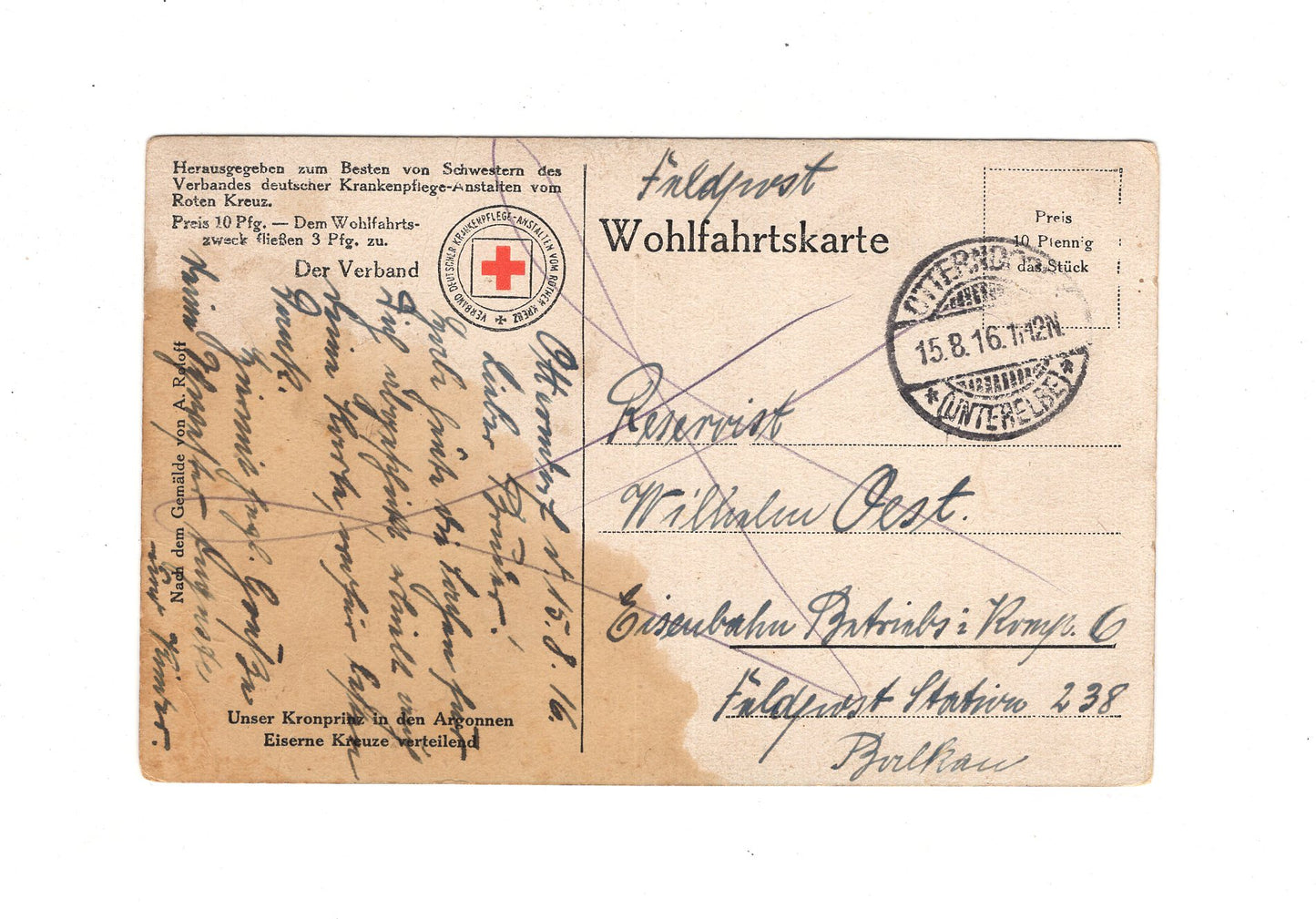 Ansichtskarte / Feldpost / Unser Kronprinz in den Argonnen - Otterndorf 1916