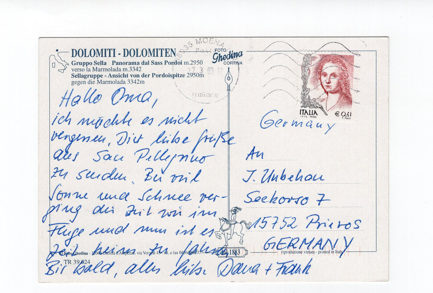 Ansichtskarte Dolomiten / Sellagruppe / Südtirol / Italien