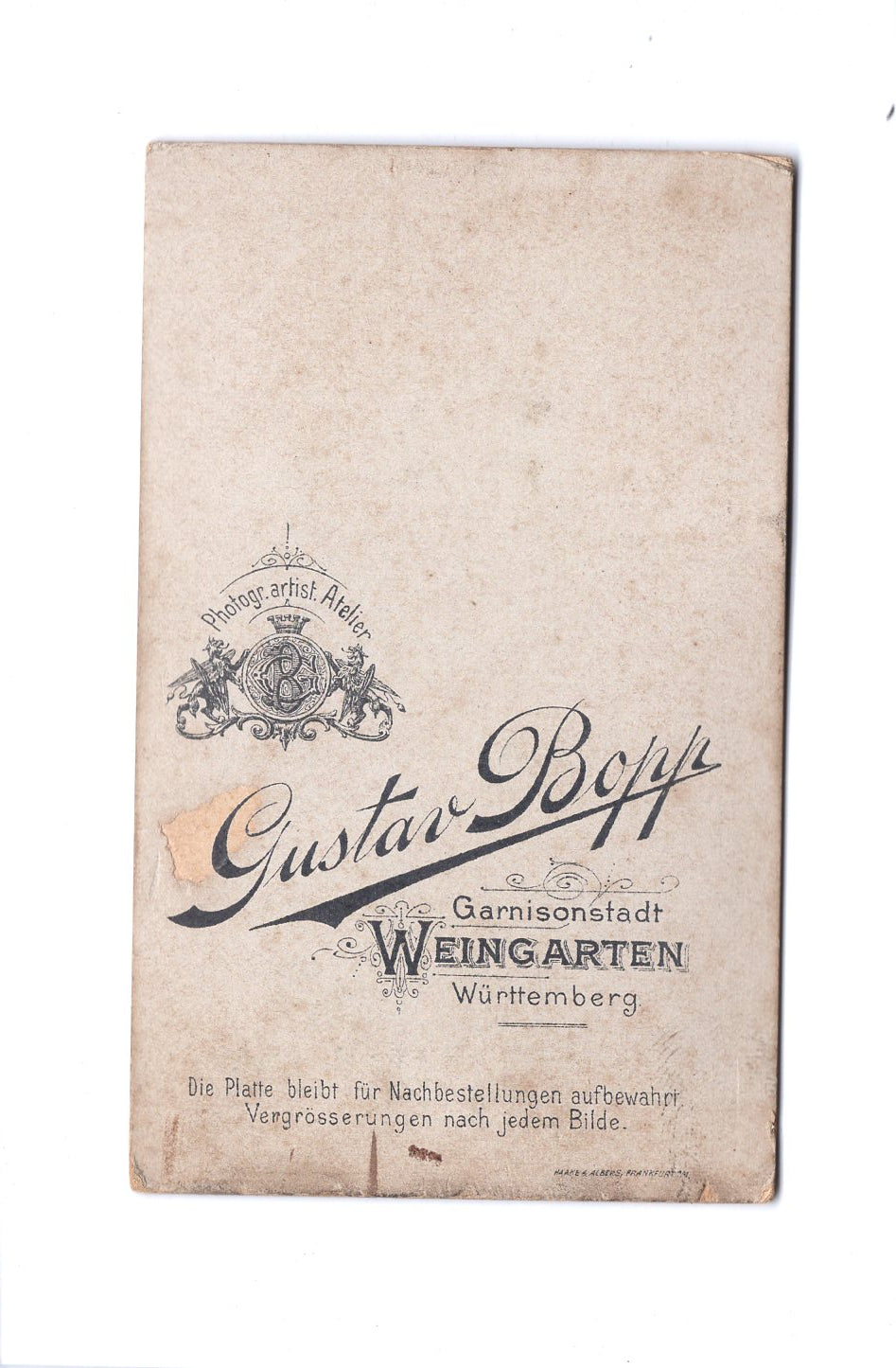 Fotografie Soldat / Soldatenportrait - Weingarten um 1900