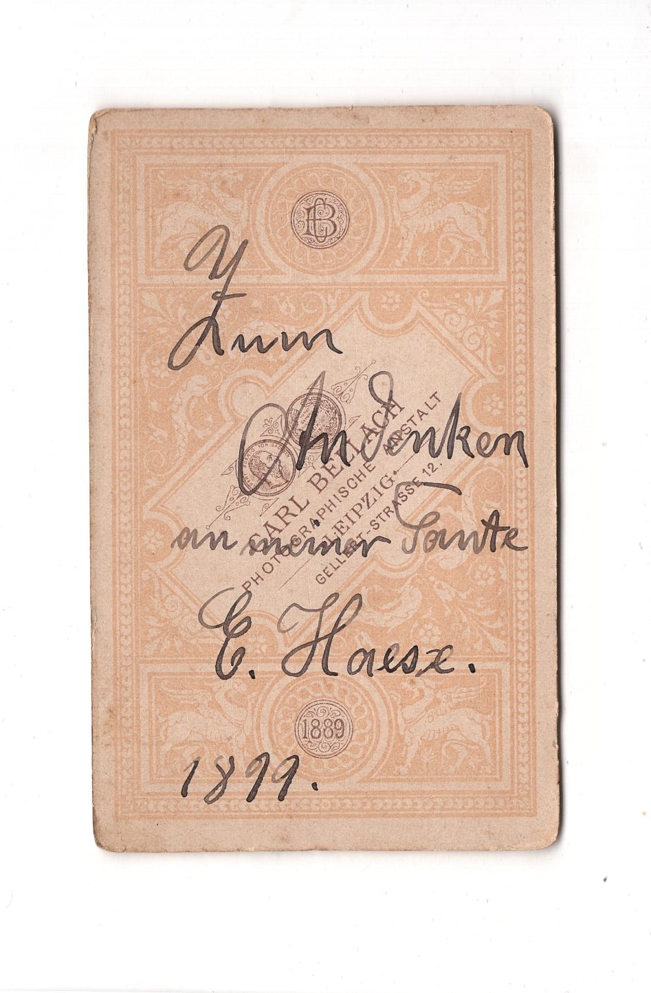 Fotografie Damenportrait mit Widmung - Leipzig 1889 / CDV C1-04