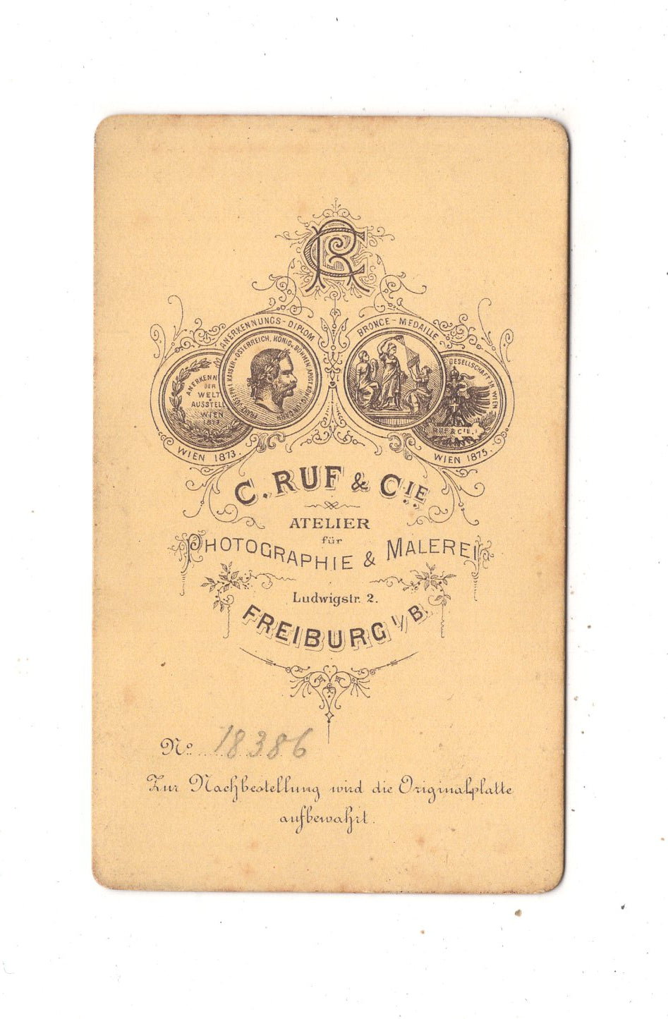 Fotografie Damenportrait - Freiburg im Breisgau 1870er / CDV N1-14