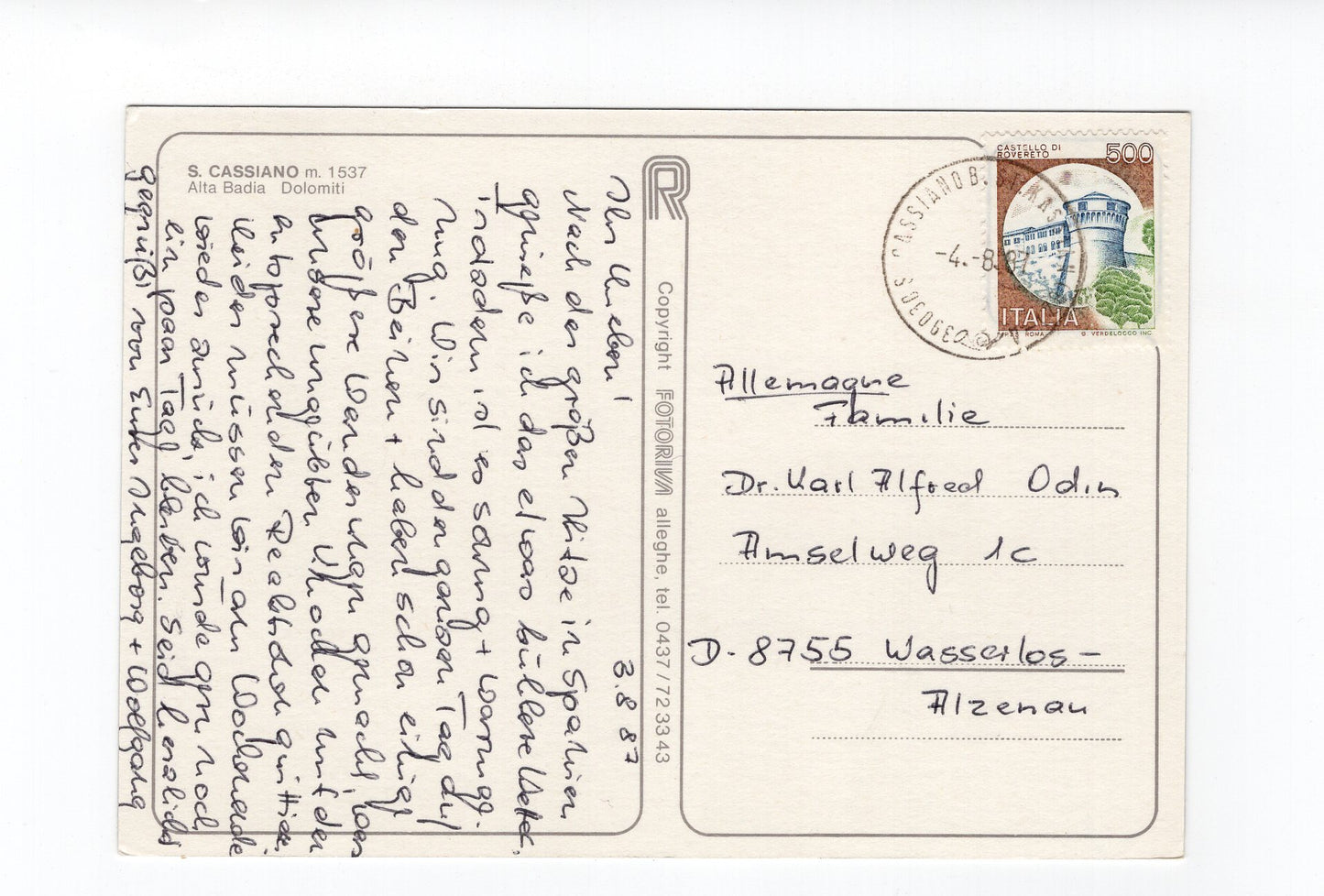 Ansichtskarte S. Cassiano / Alta Badia / Dolomiten / Südtirol / Italien