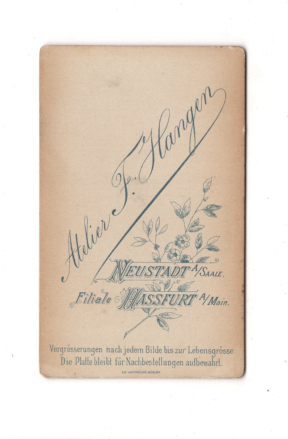 Fotografie Herrenportrait - Neustadt an der Saale / Haßfurt 1890er / CDV C1-22