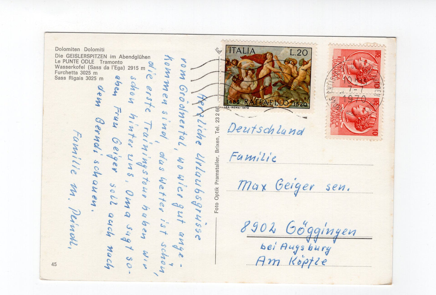 Ansichtskarte Dolomiten / Die Geislerspitzen / Südtirol / Italien