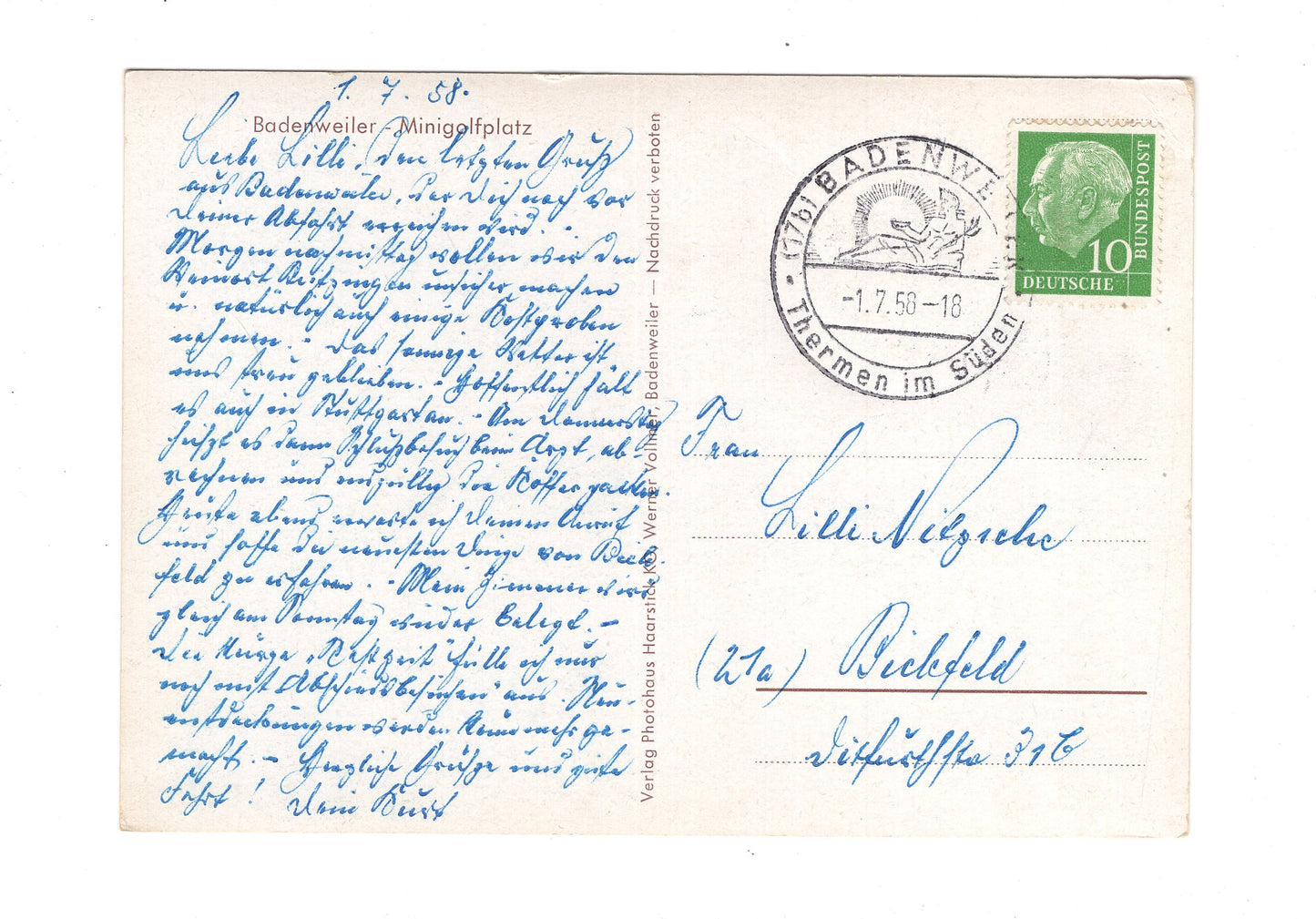 Ansichtskarte Badenweiler / Schwarzwald / Minigolfplatz