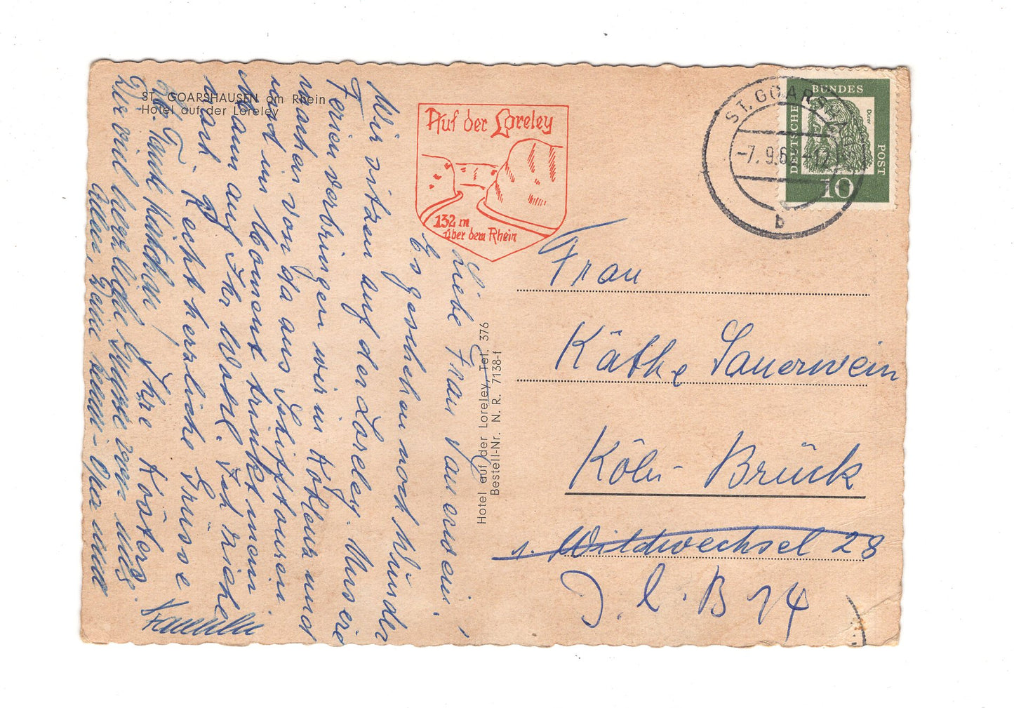 Ansichtskarte St. Goarshausen am Rhein / Hotel auf der Loreley / I1-52