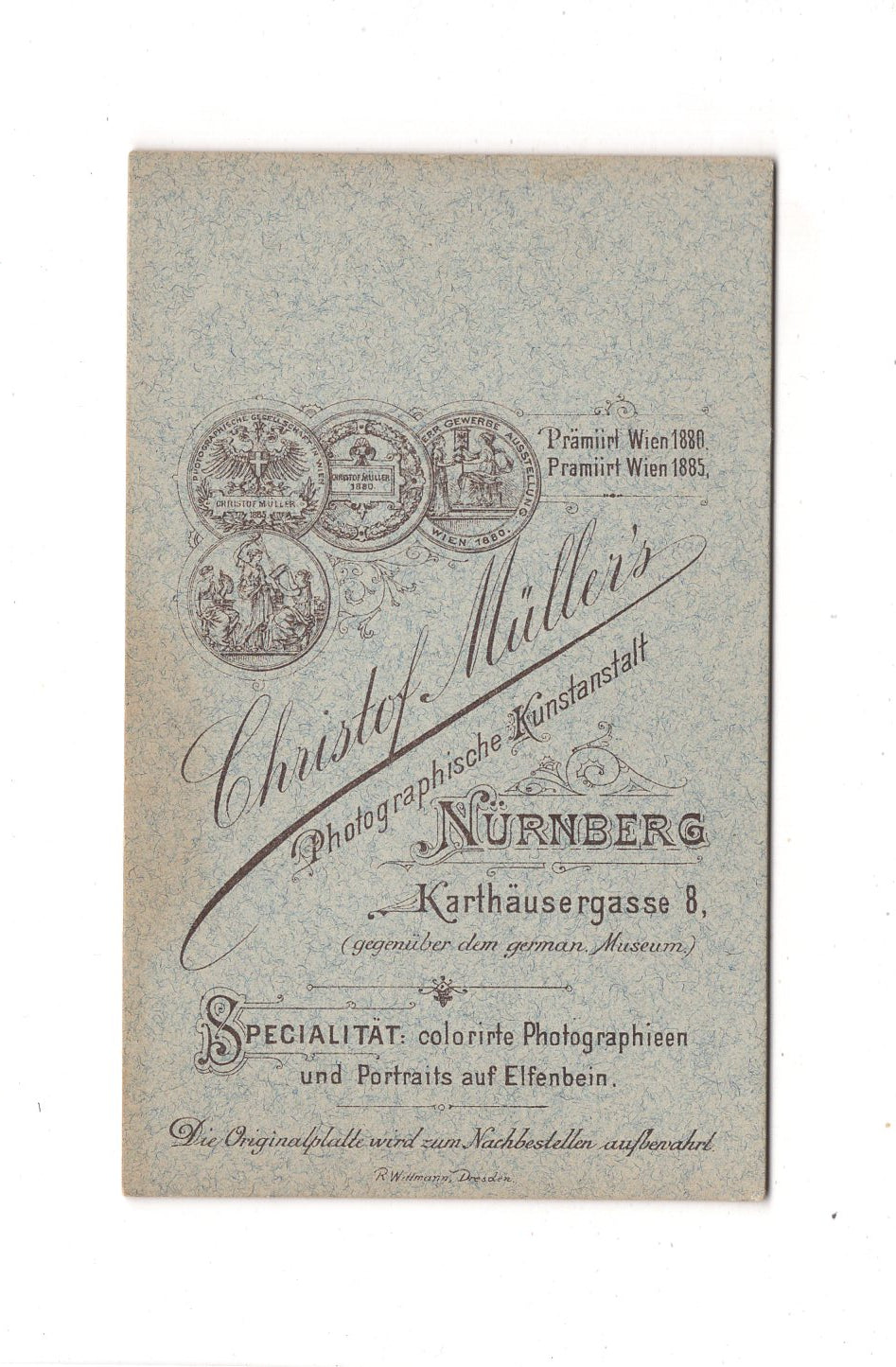 Fotografie Herrenportrait - Nürnberg 1880er / CDV C1-22