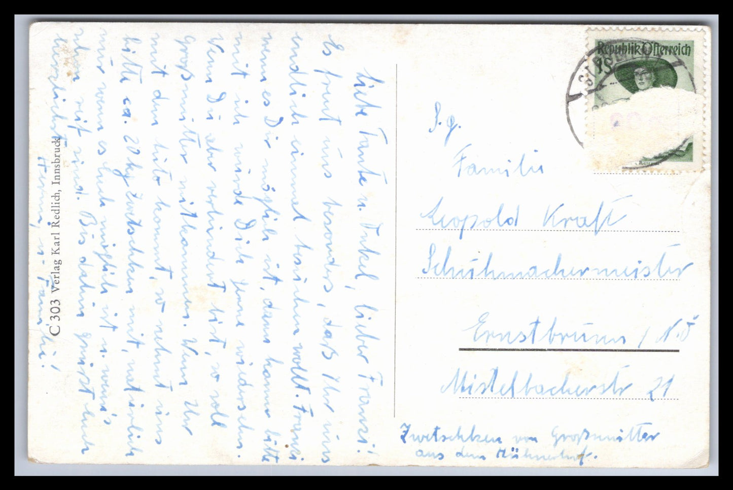 Ansichtskarte Innsbrucker Nordkettenbahn gegen Süden - Tirol - Österreich