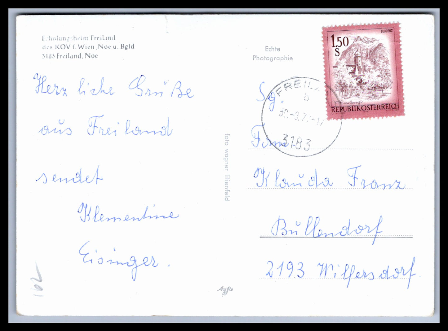 Ansichtskarte Erholungsheim Freiland / Freiland - N. Ö. Österreich