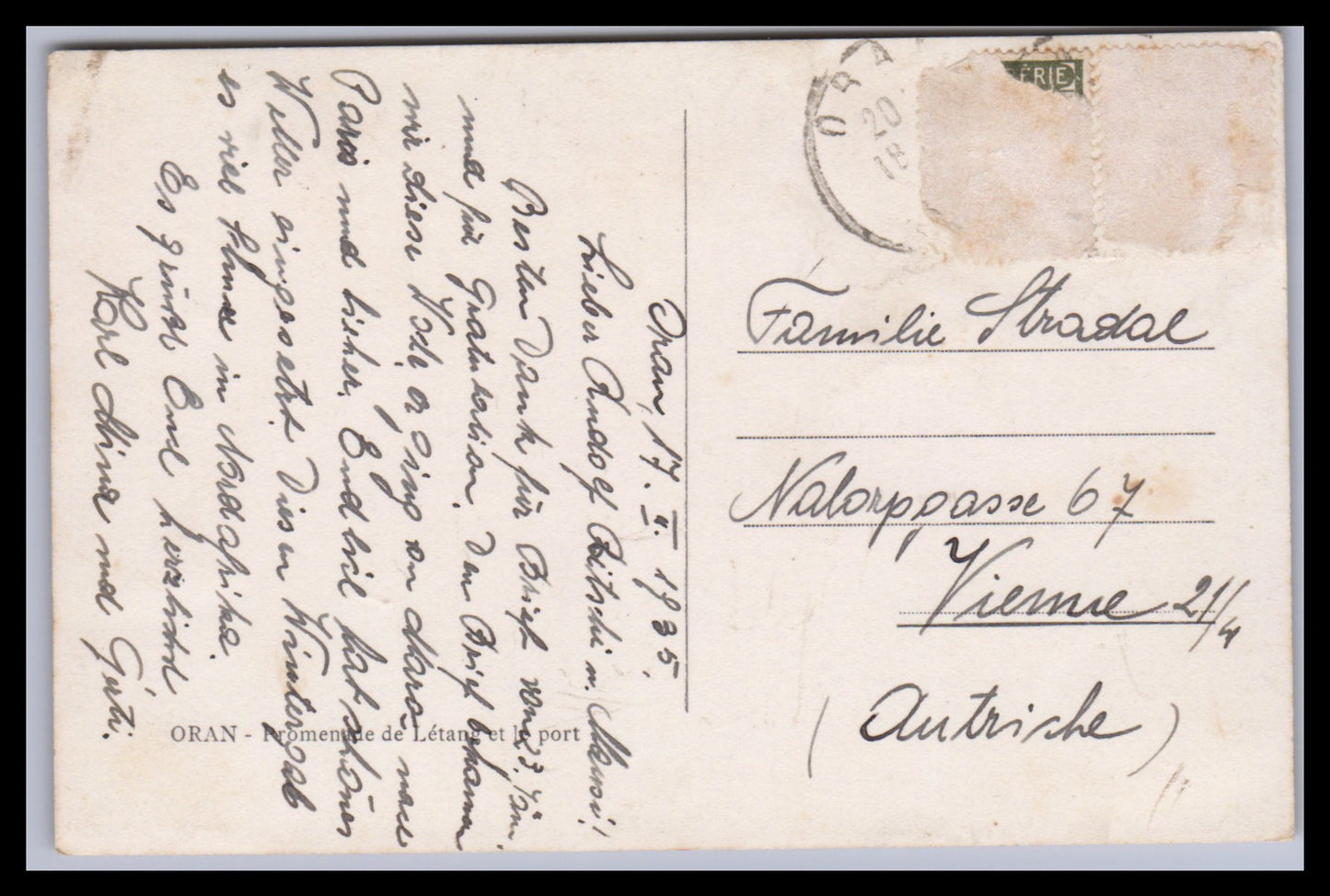 Ansichtskarte Oran / Promenade de Letang et le port - Frankreich