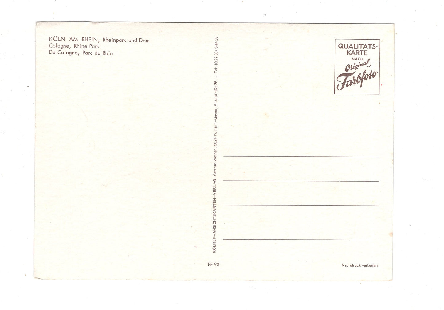 Ansichtskarte Köln am Rhein / Rheinpark und Dom / M1-64