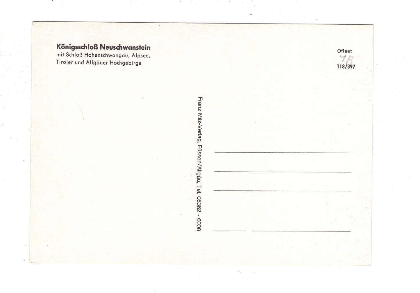 Ansichtskarte Königsschloss Neuschwanstein mit Schloss Hohenschwangau / I1-69