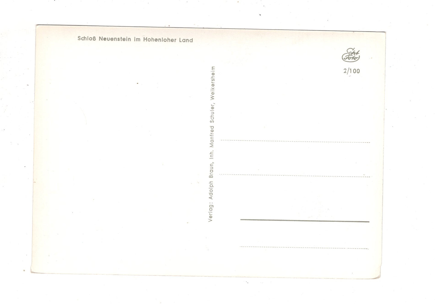 Ansichtskarte Schloss Neuenstein im Hohenloher Land / I1-69