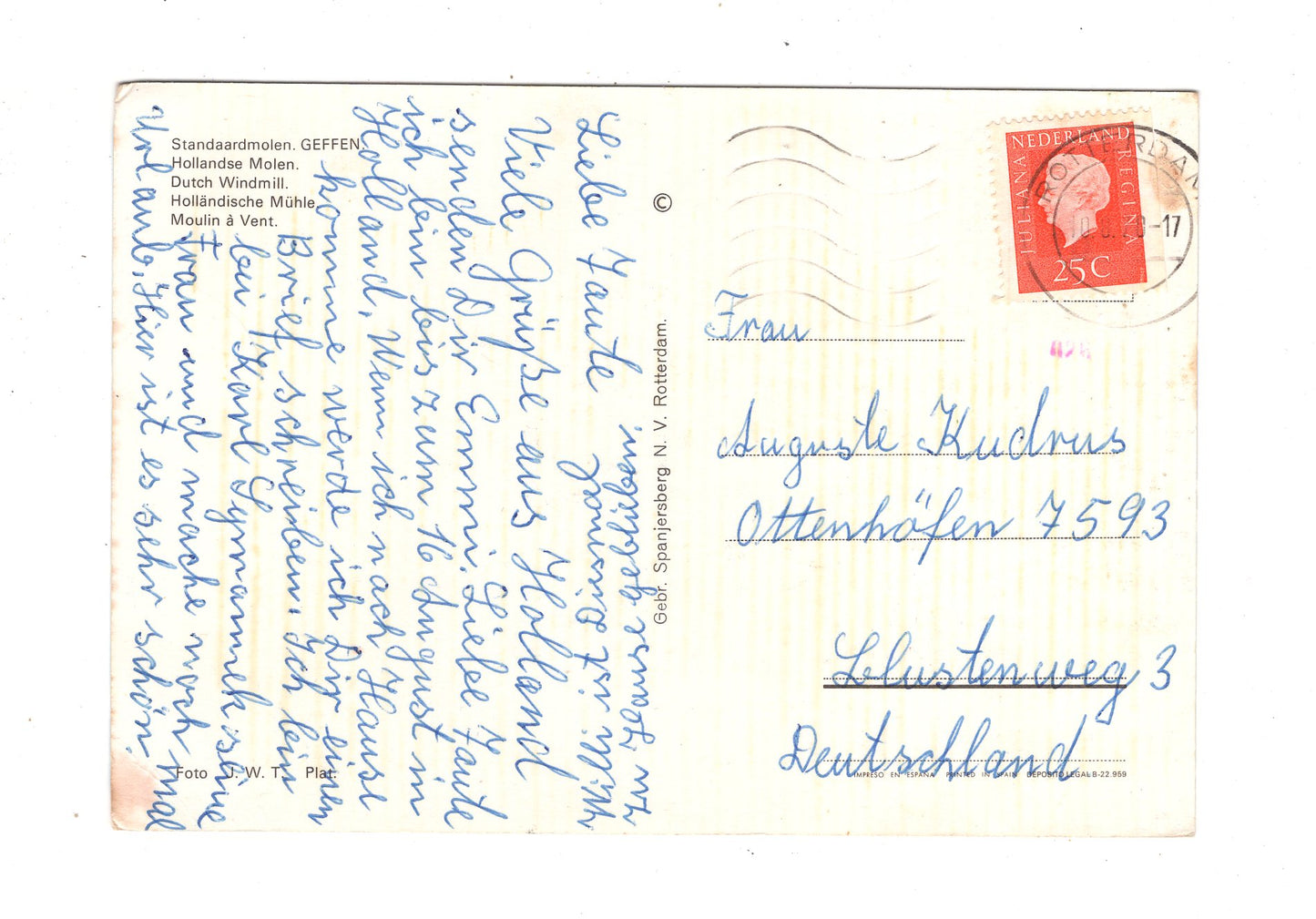 Ansichtskarte Holländische Mühle / Niederlande / M1-69