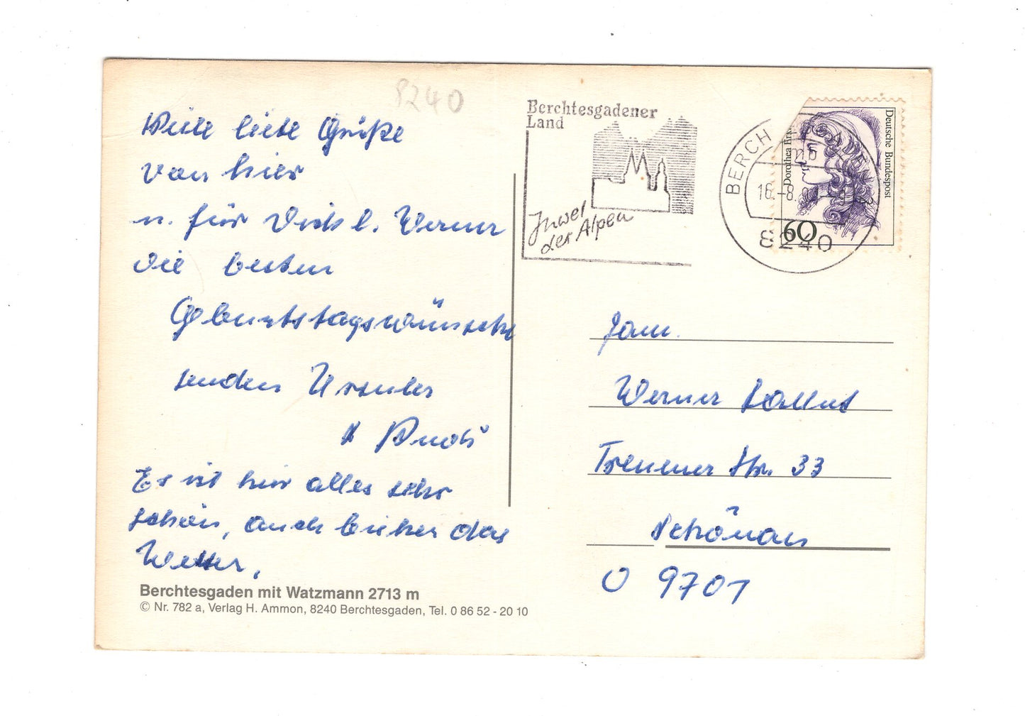 Ansichtskarte Berchtesgaden mit Watzmann