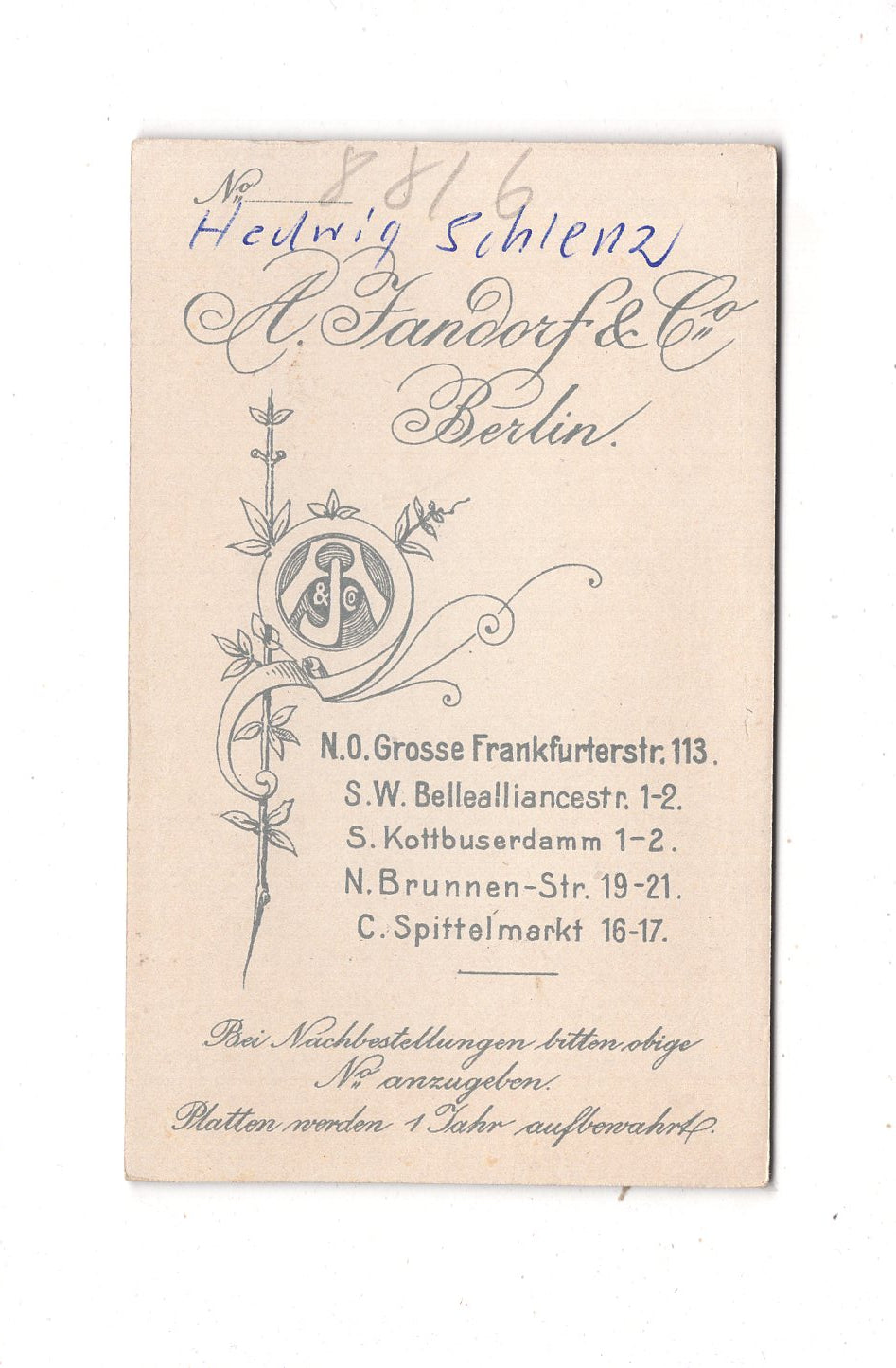 Fotografie Feine Dame / Hedwig Schlenz - Berlin 1890er / CDV L1-26