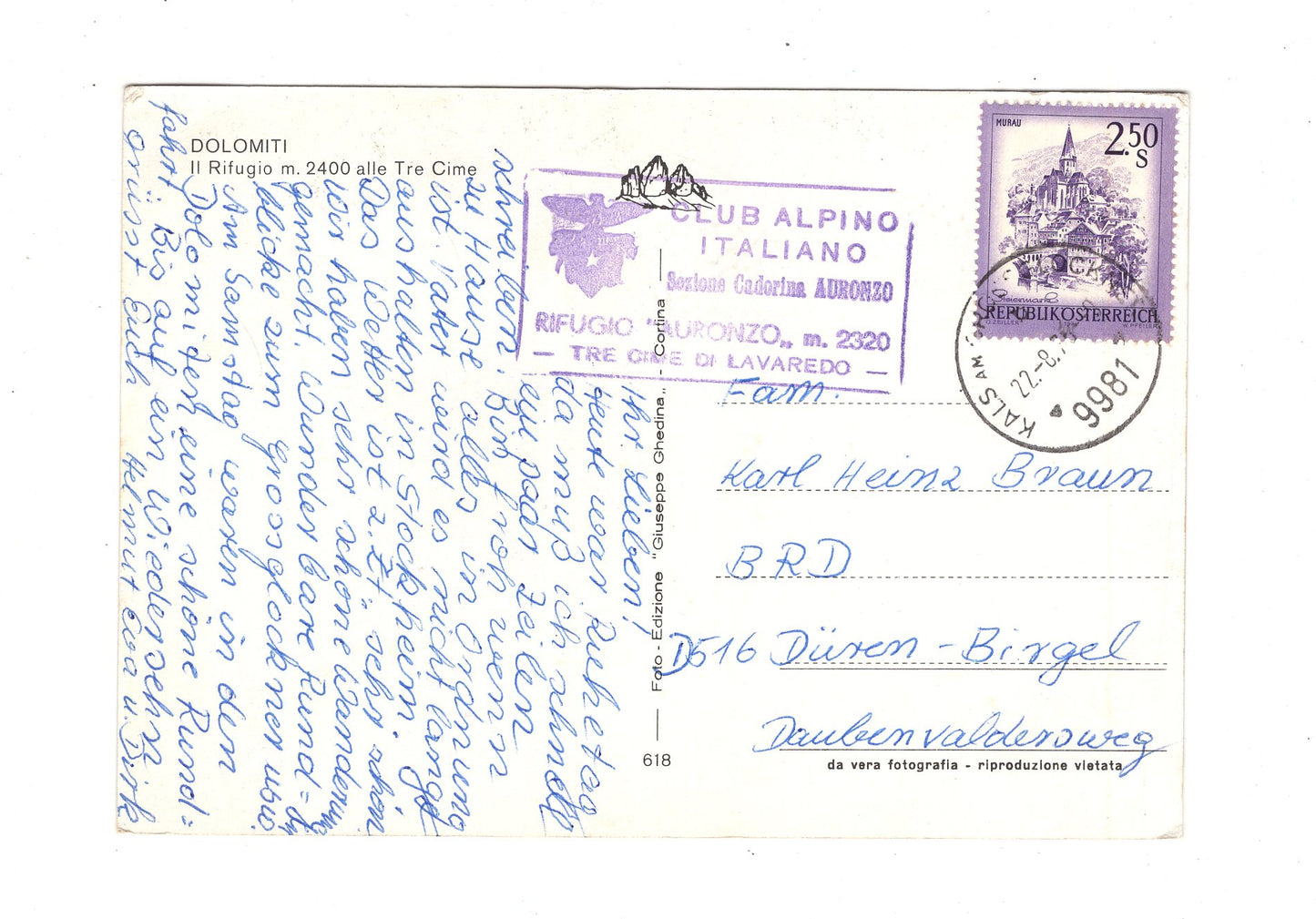 Ansichtskarte Dolomiten / Tre Crime / Italien