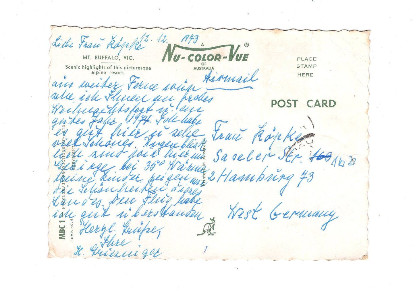 Ansichtskarte Mount Buffalo / Victoria / Australien