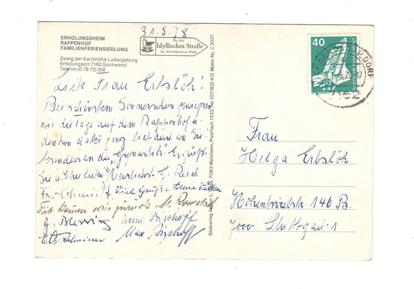 Ansichtskarte Erholungsheim Rappenhof / Gschwend