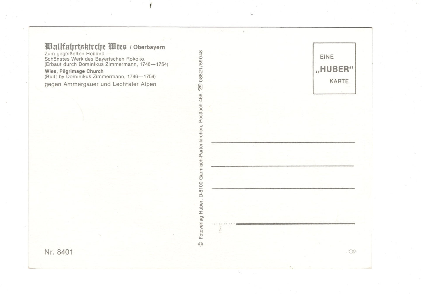 Ansichtskarte Wieskirche / Wallfahrtskirche Wies / Oberbayern / I1-53