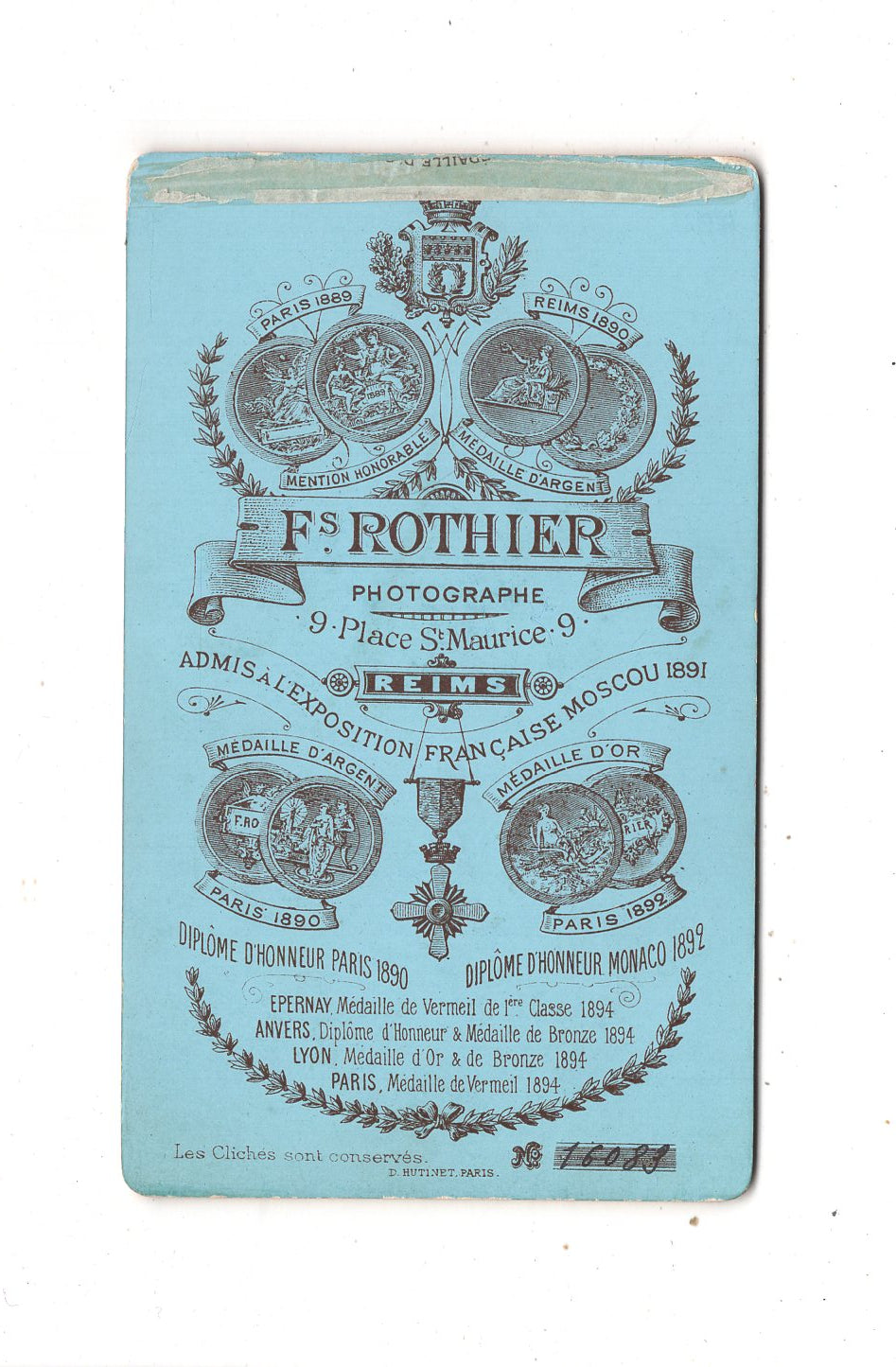 Fotografie Damenportrait - Reims / Frankreich 1890er / CDV N1-15