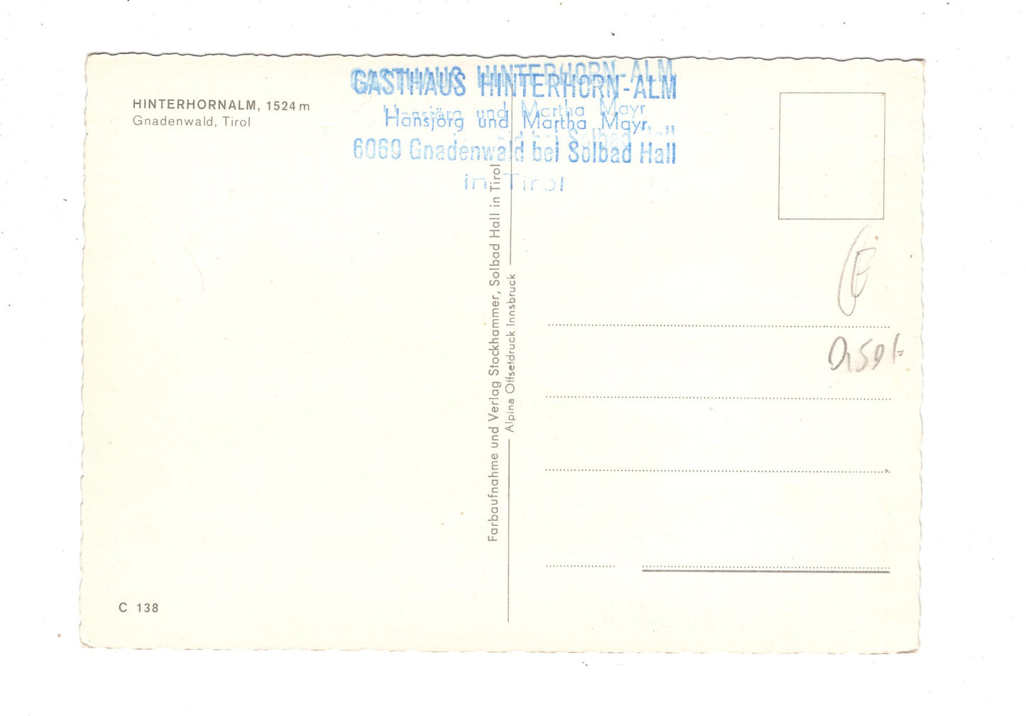 Ansichtskarte Hinterhornalm / Tirol / Österreich / N1-66
